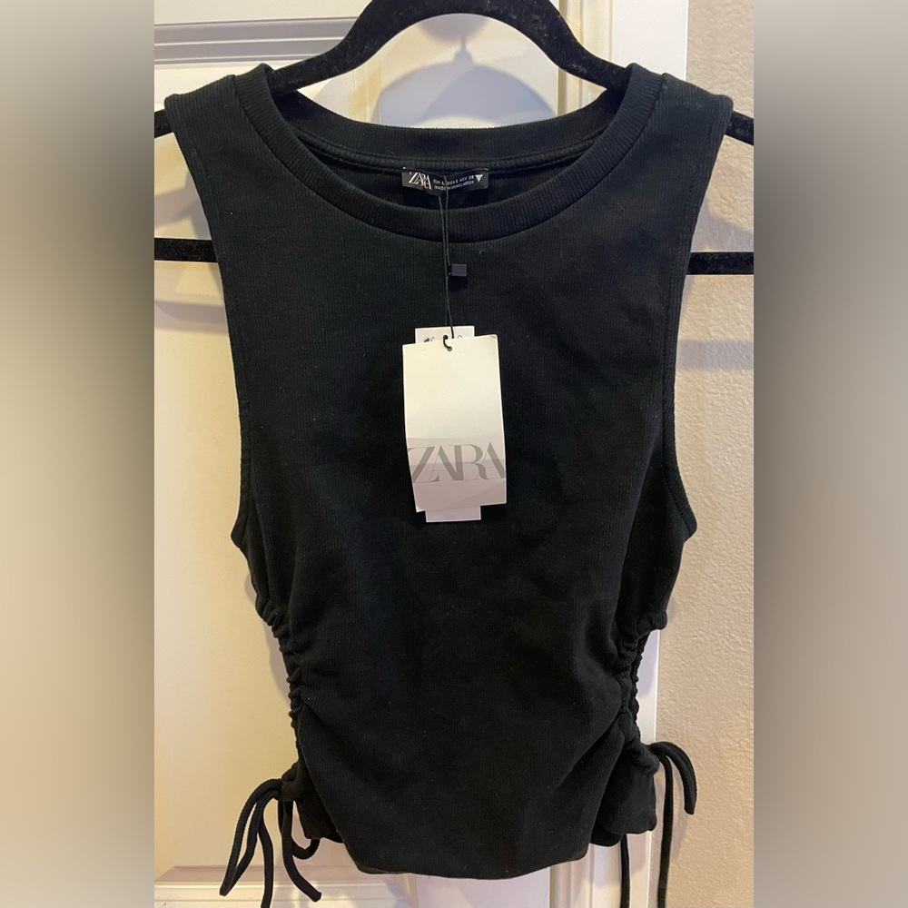 Black Zara cut out cinch tank